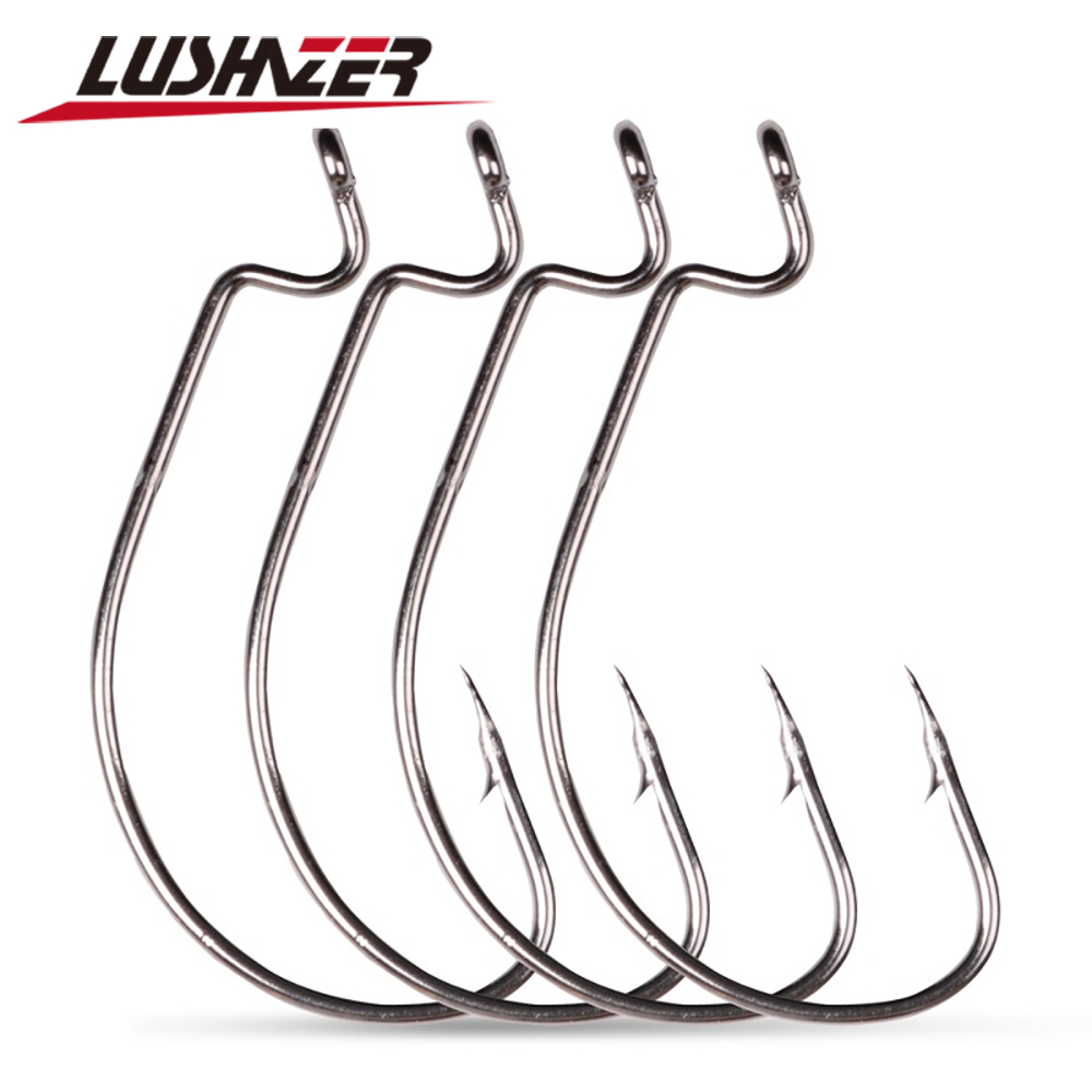 LUSHAZER 10pcs/lot Carbon Stee - Fishing Hook Barbless 评论和价格