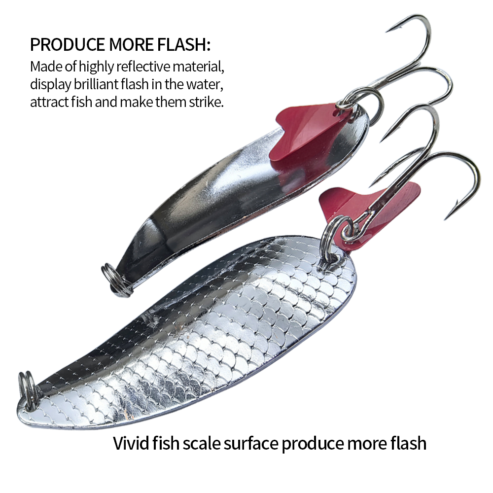 Trout Fishing Spoons Lure Silv - Fishing Hook Treble 评论和价格