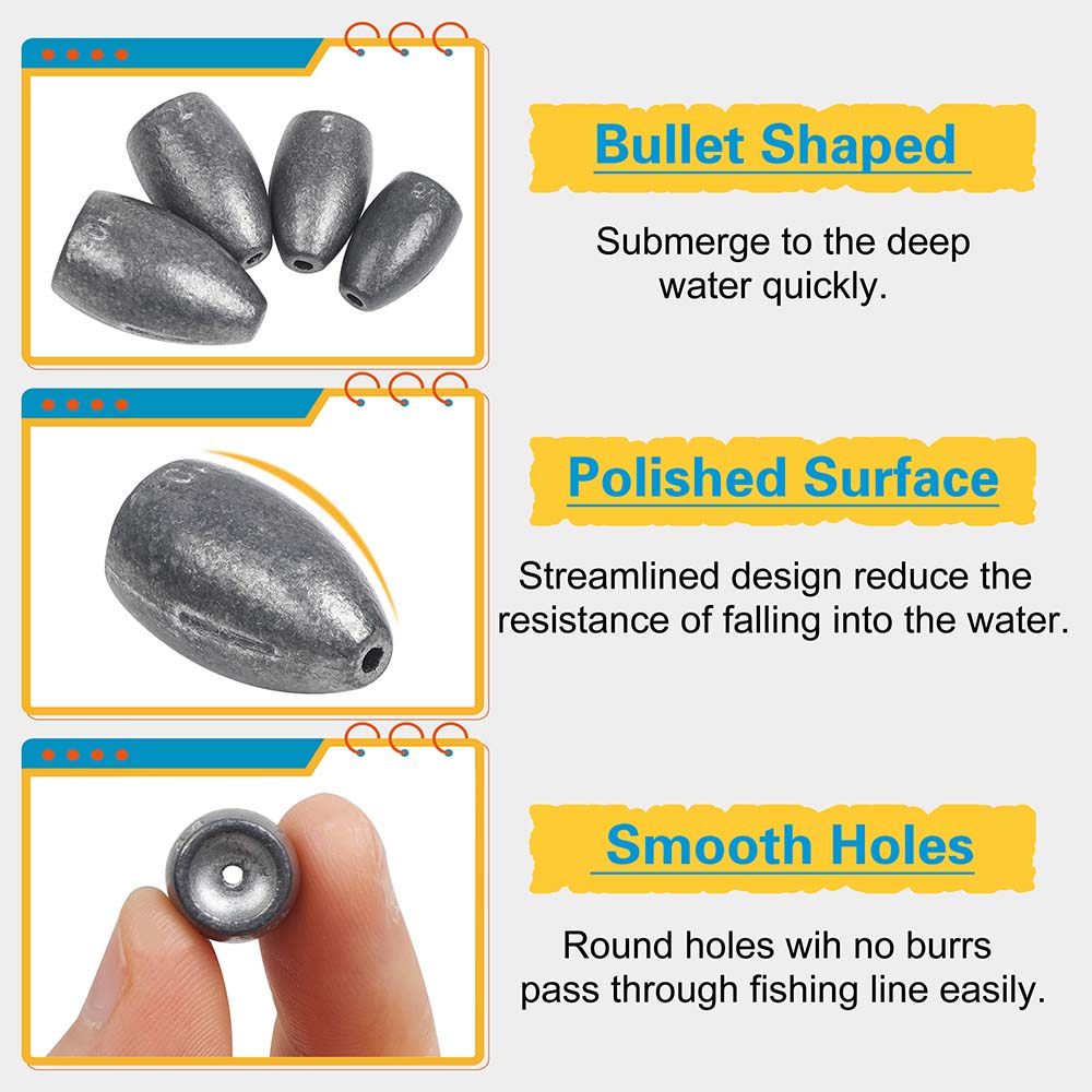 Bullet Fishing Sinkers Weights - Fishing Hook Remover 评论和价格